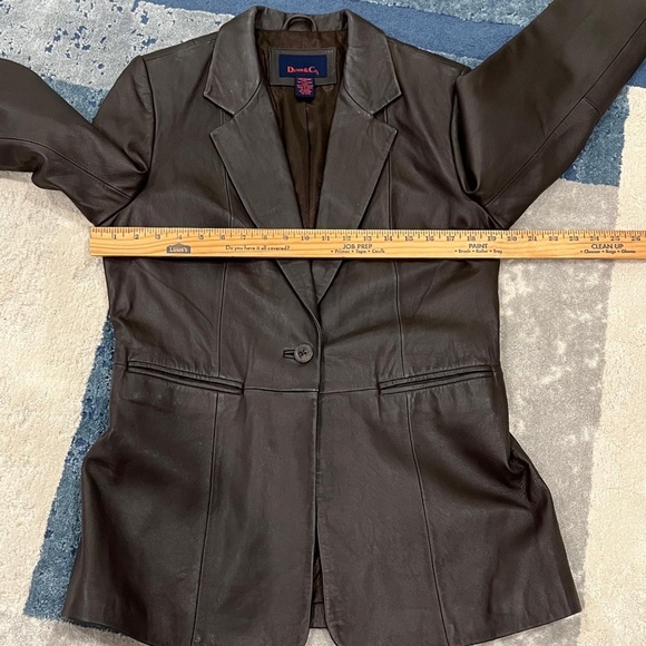 Denim & Co. 100% Leather Mens Blazer Jacket Medium Brown Classic Style - Picture 7 of 10